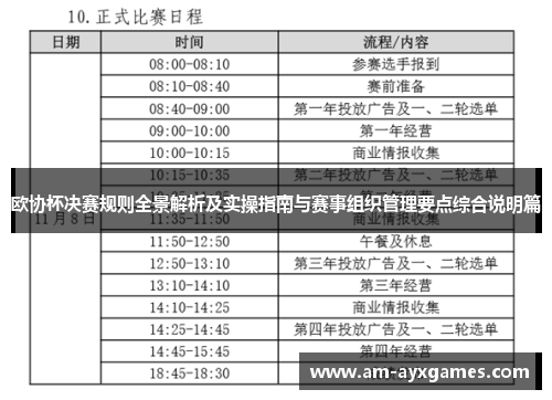 欧协杯决赛规则全景解析及实操指南与赛事组织管理要点综合说明篇